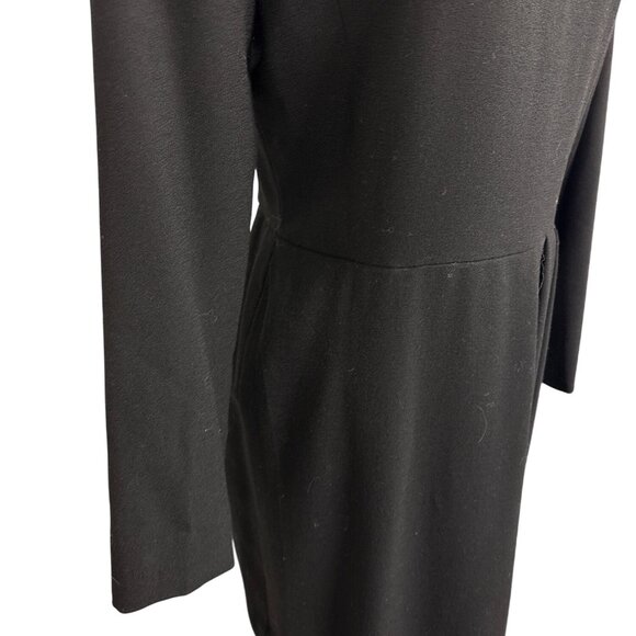 Vintage Spenser Jeremy Black Wool Long Sleeve Midi Dress Size 10 Made In USA LBD - Picture 4 of 14